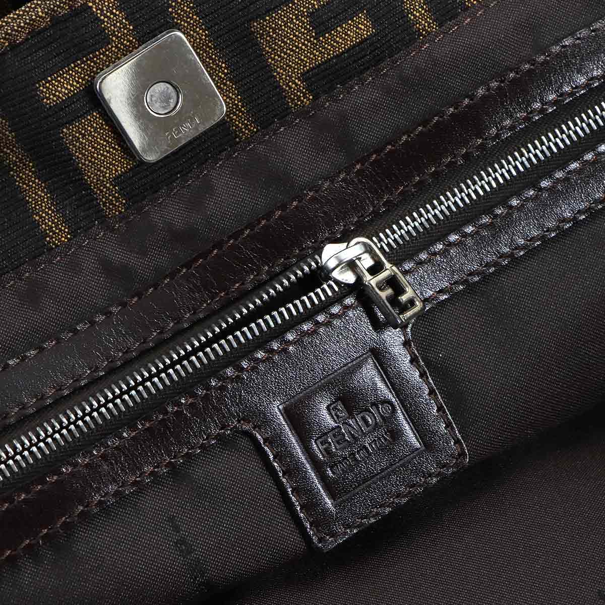 Zucca Hand Bag Canvas Leather Brown Black 26693 Purse