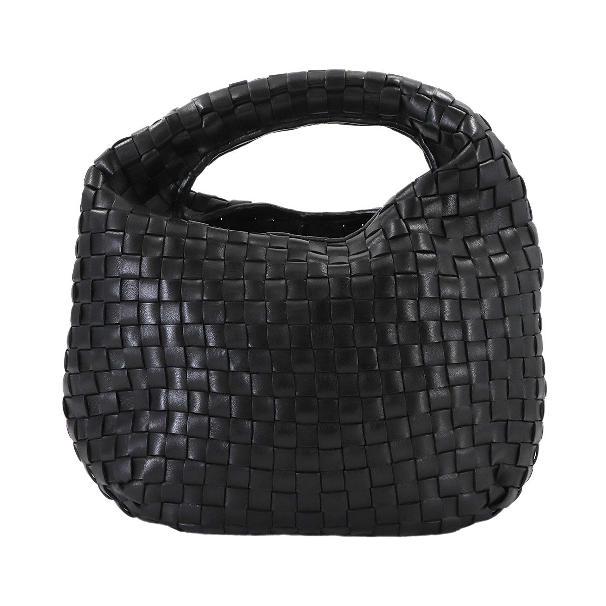 Intrecciato Hobo Hand Bag Leather Black