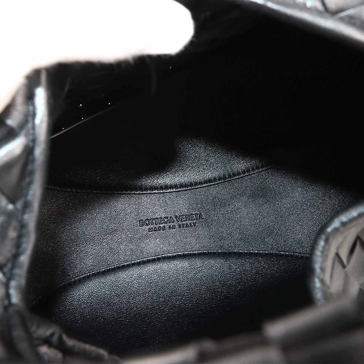 Intrecciato Hobo Hand Bag Leather Black