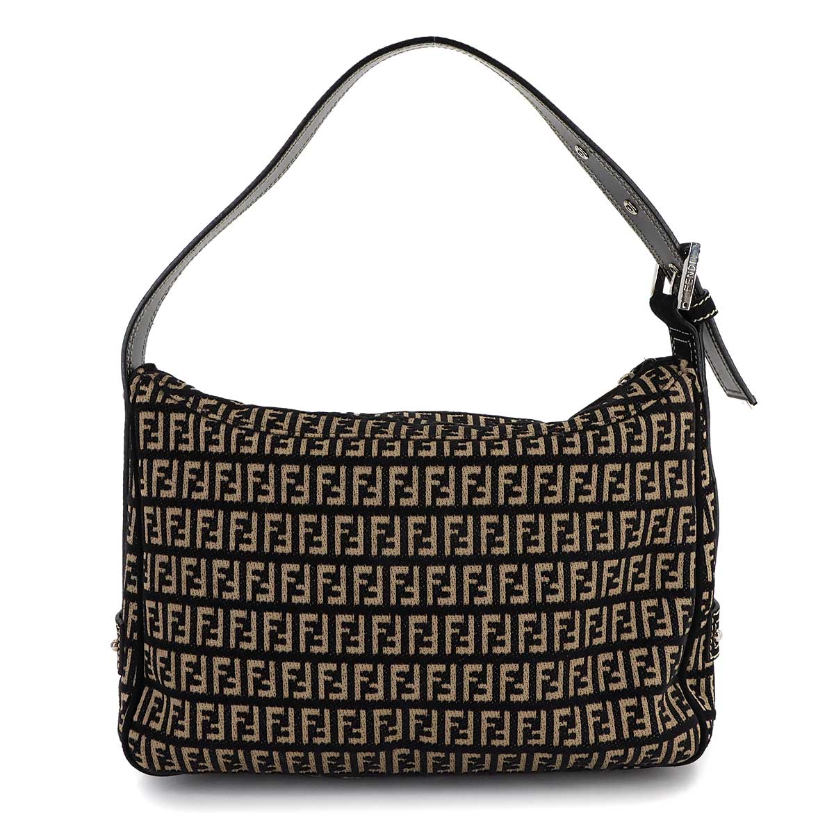 Zucchino Shoulder Bag Suede Canvas Black Beige 8BR098 Purse