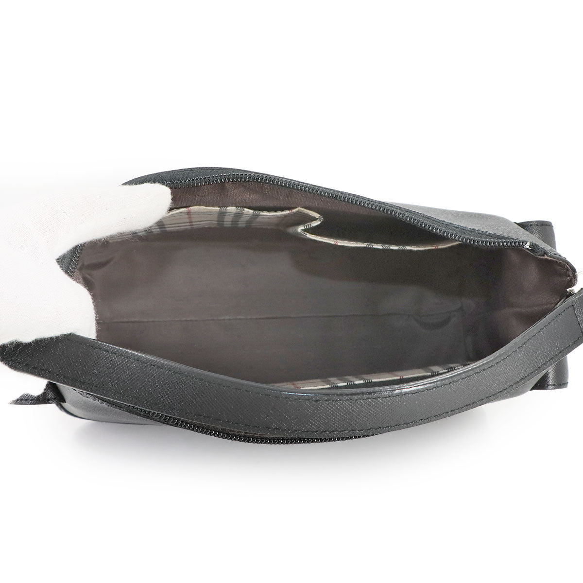 Shoulder Bag Leather Black Plaid Purse