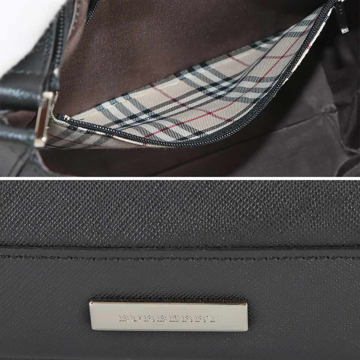 Shoulder Bag Leather Black Plaid Purse