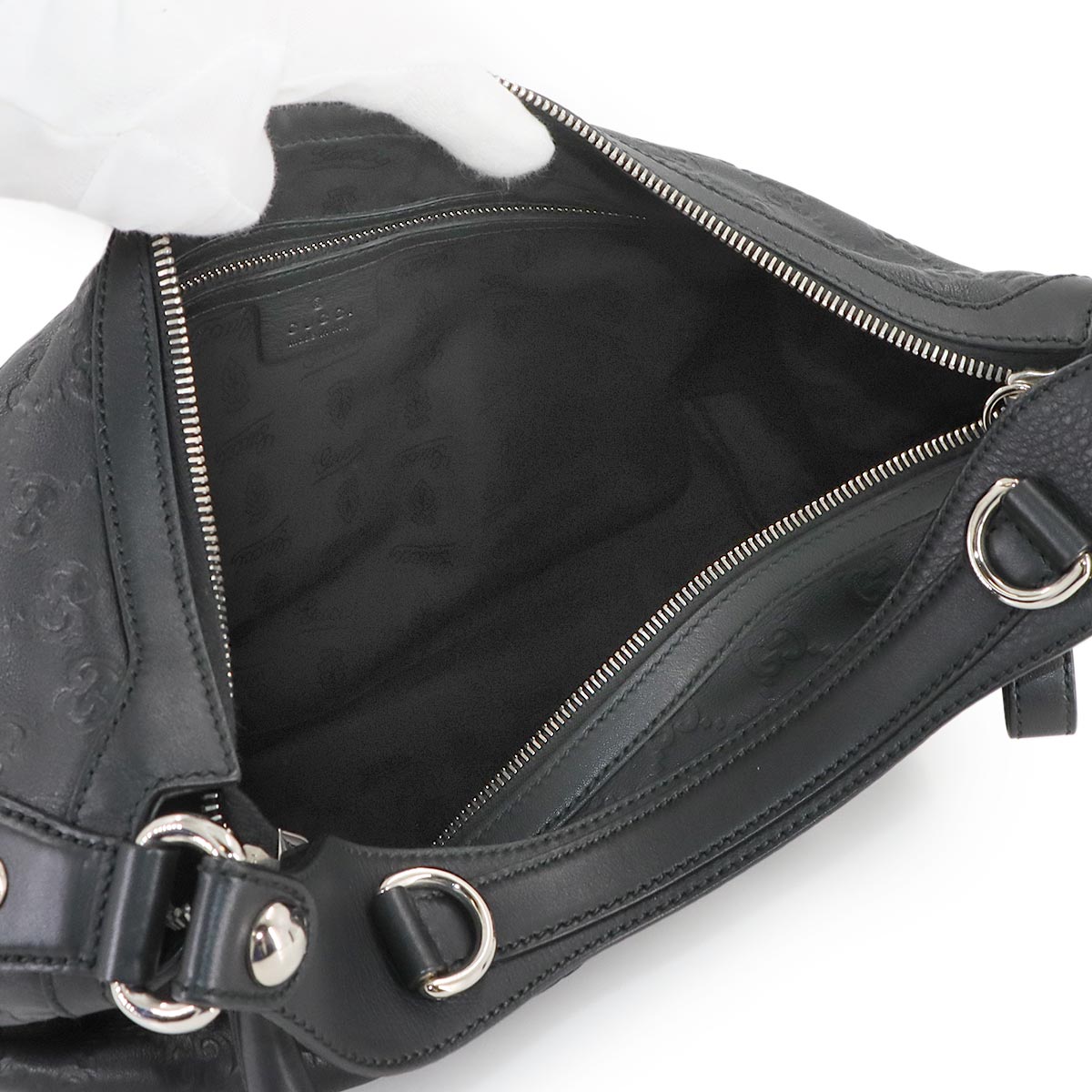 Guccissima Tote Shoulder Bag Leather Black 232961 Purse