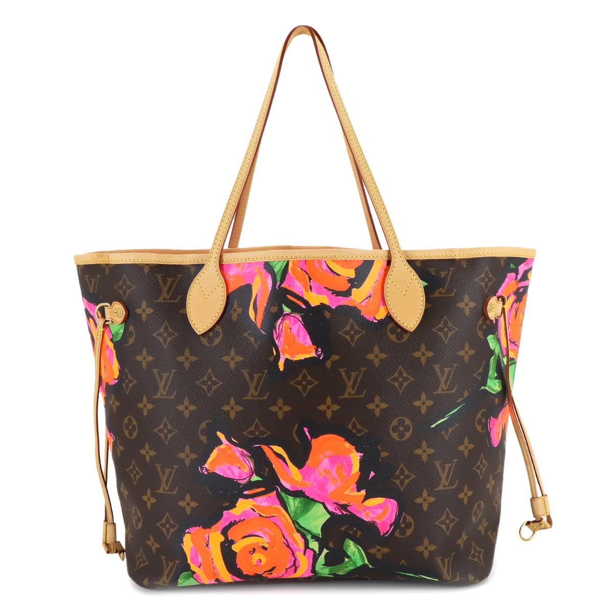 Monogram Rose Neverfull MM Tote Bag Brown Pink M48613