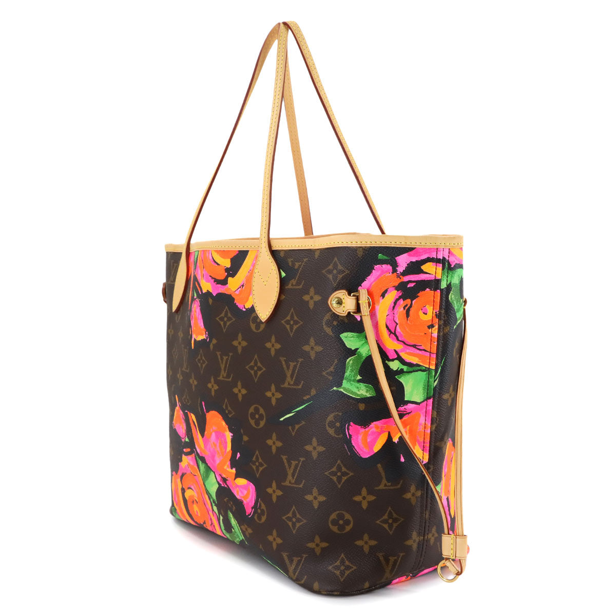 Monogram Rose Neverfull MM Tote Bag Brown Pink M48613