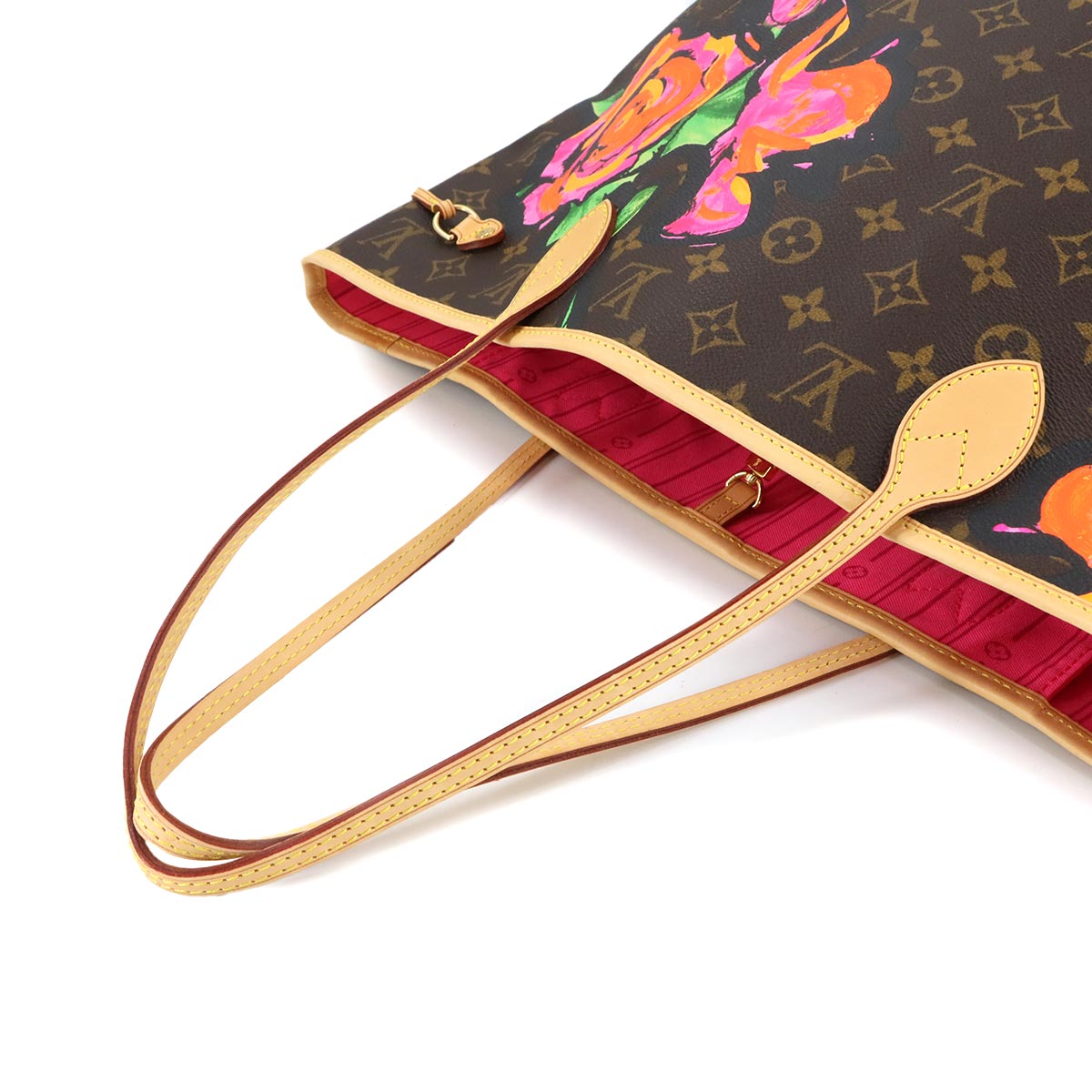 Monogram Rose Neverfull MM Tote Bag Brown Pink M48613