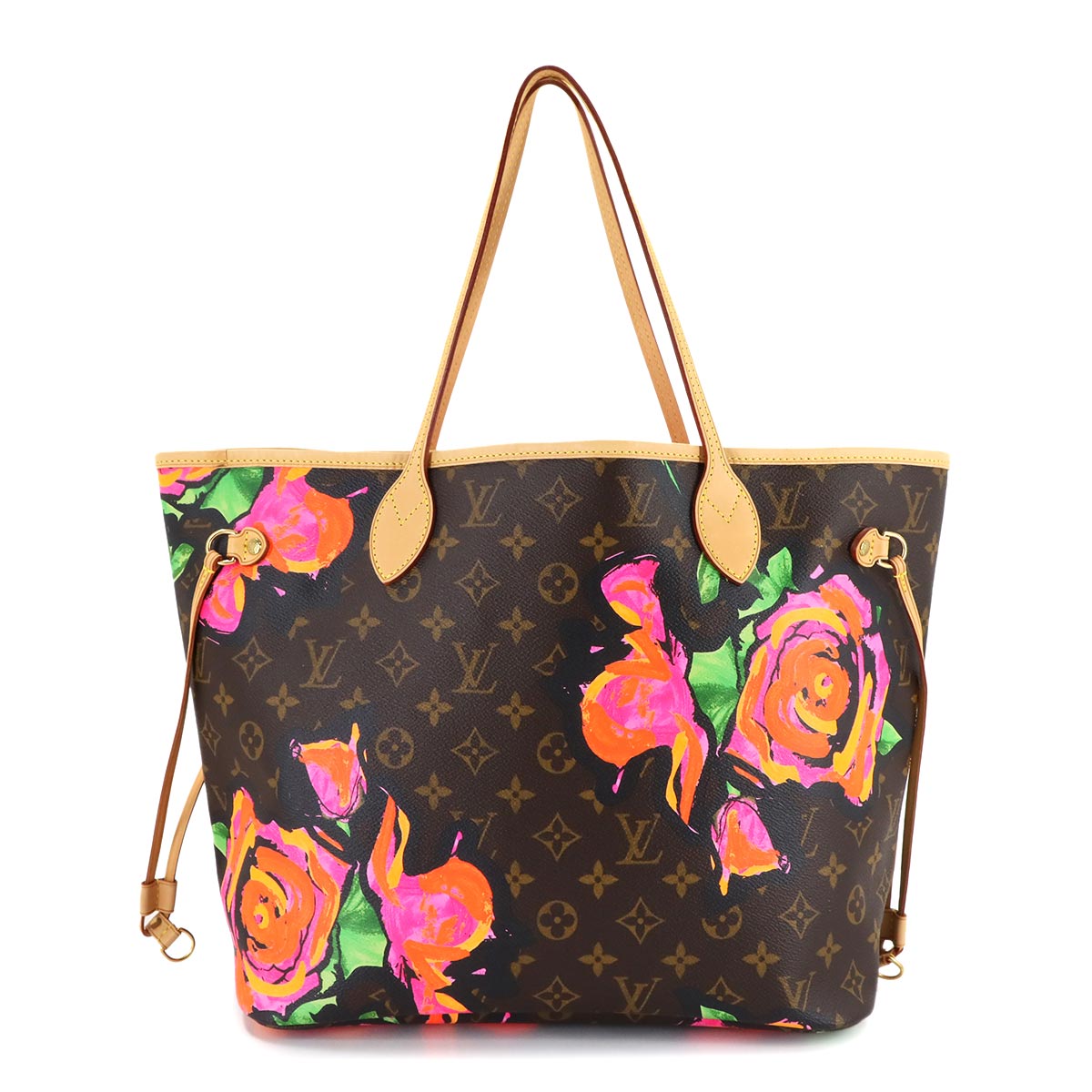 Monogram Rose Neverfull MM Tote Bag Brown Pink M48613