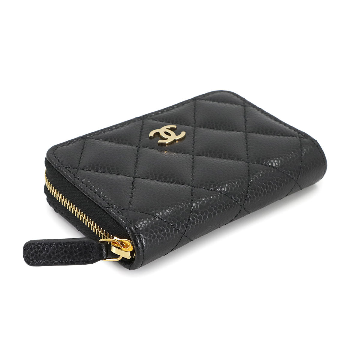 Matelasse Classic Zipped Coin Purse Leather Black AP0216