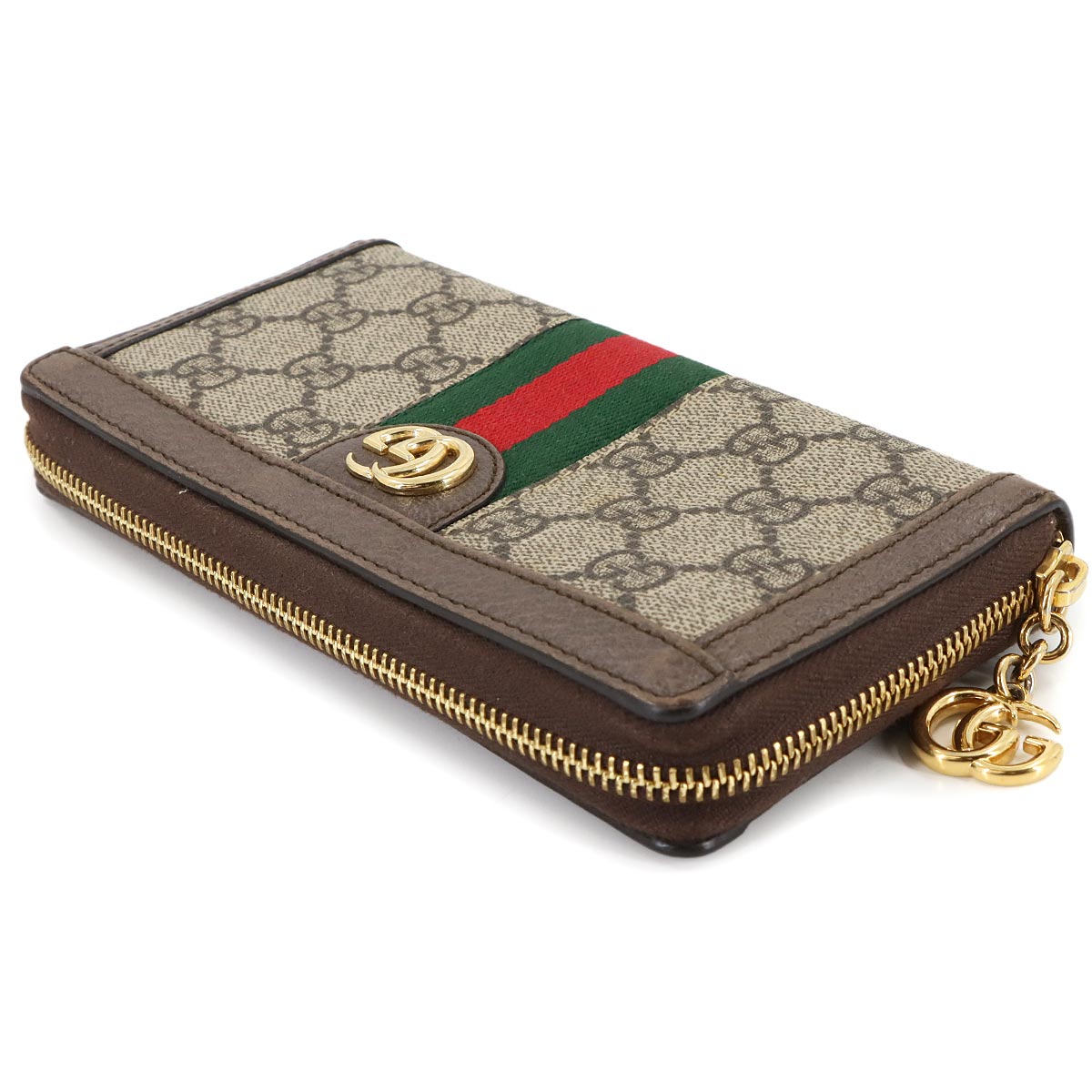 Ophidia GG Supreme Zipped Around Long Wallet Beige Brown 523154