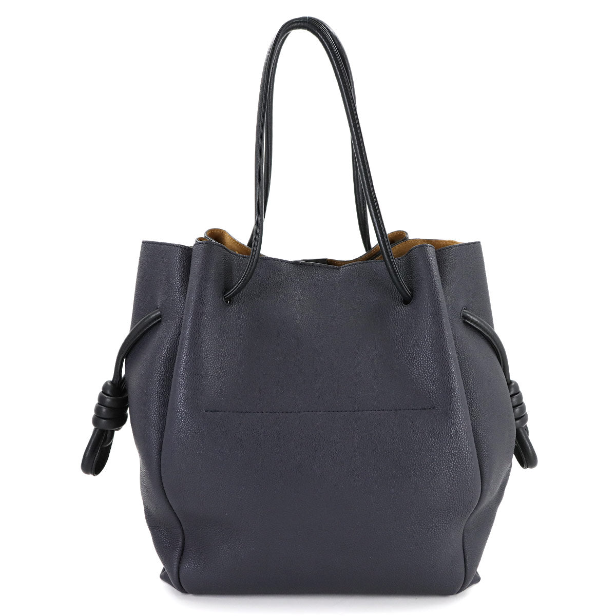 Flamenco Knot Tote Bag Leather Navy Black Purse