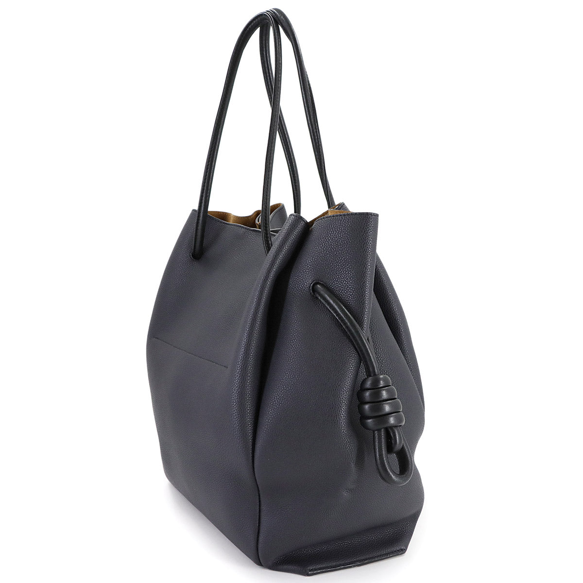 Flamenco Knot Tote Bag Leather Navy Black Purse