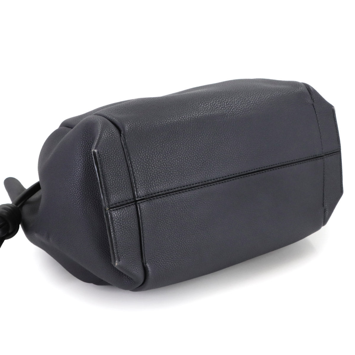 Flamenco Knot Tote Bag Leather Navy Black Purse