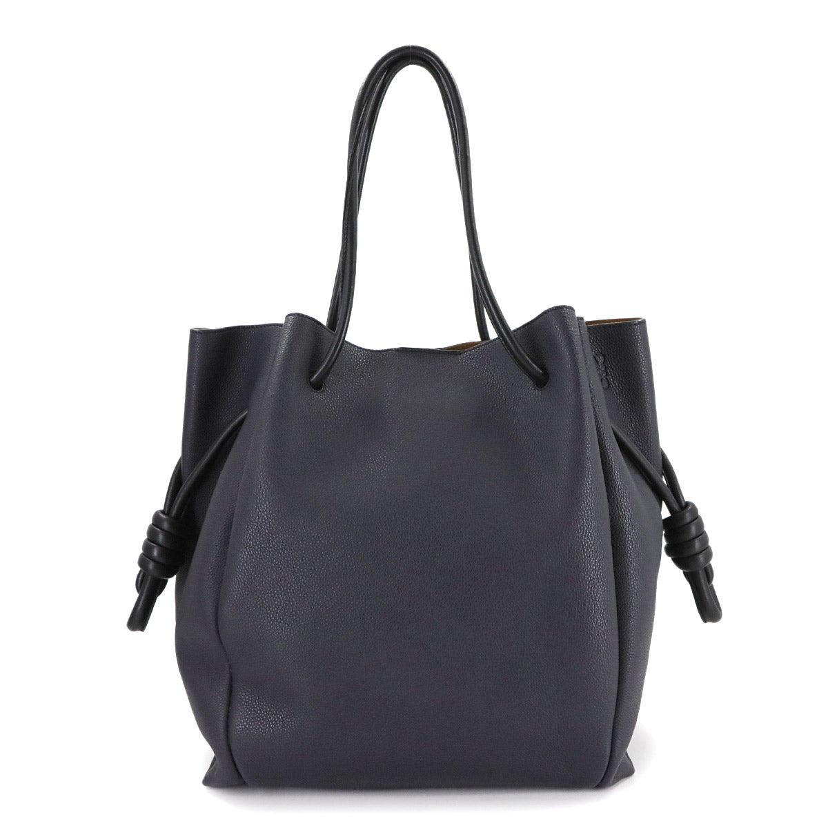 Flamenco Knot Tote Bag Leather Navy Black Purse