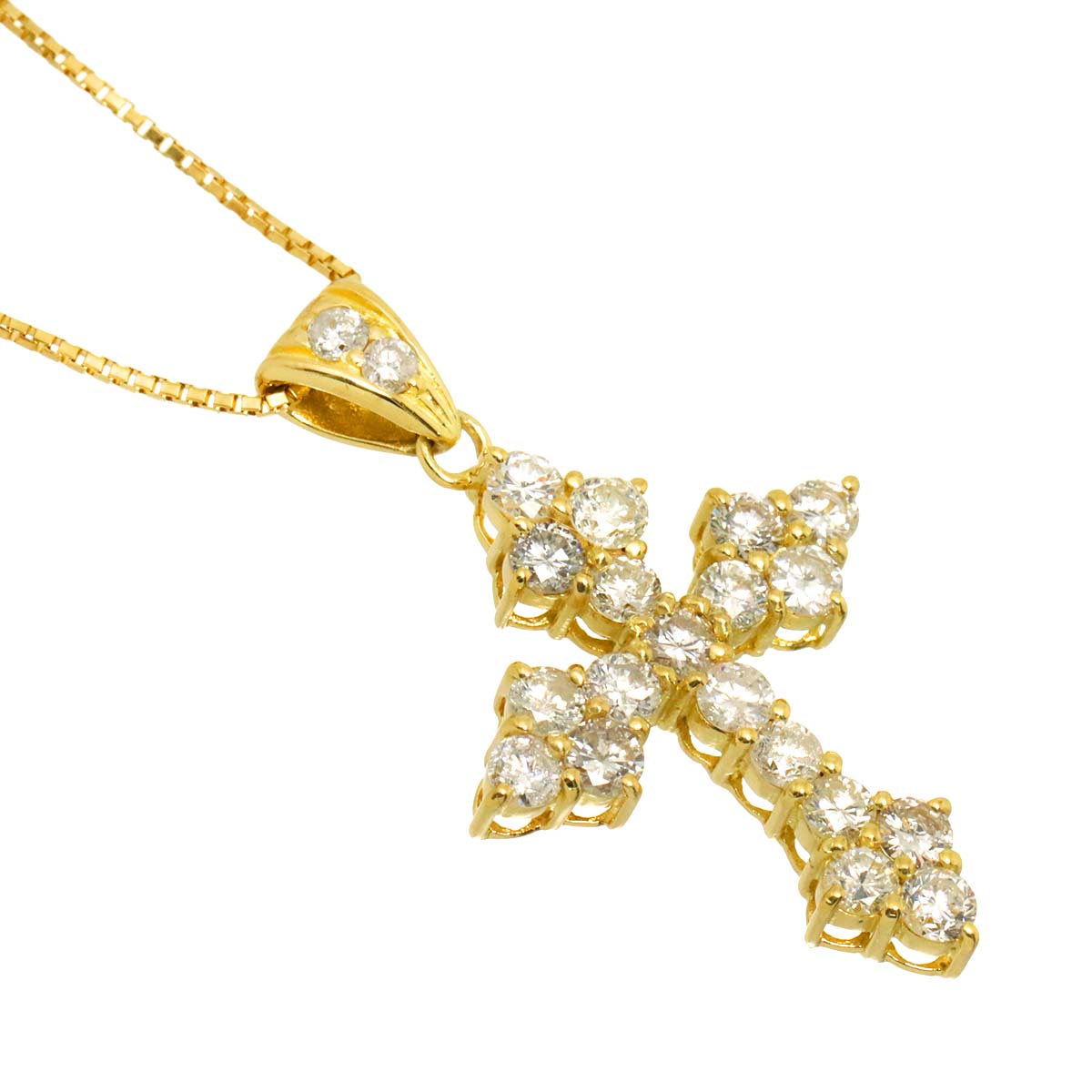 Diamond 1.00ct Necklace 18K YG Yellow Gold 750