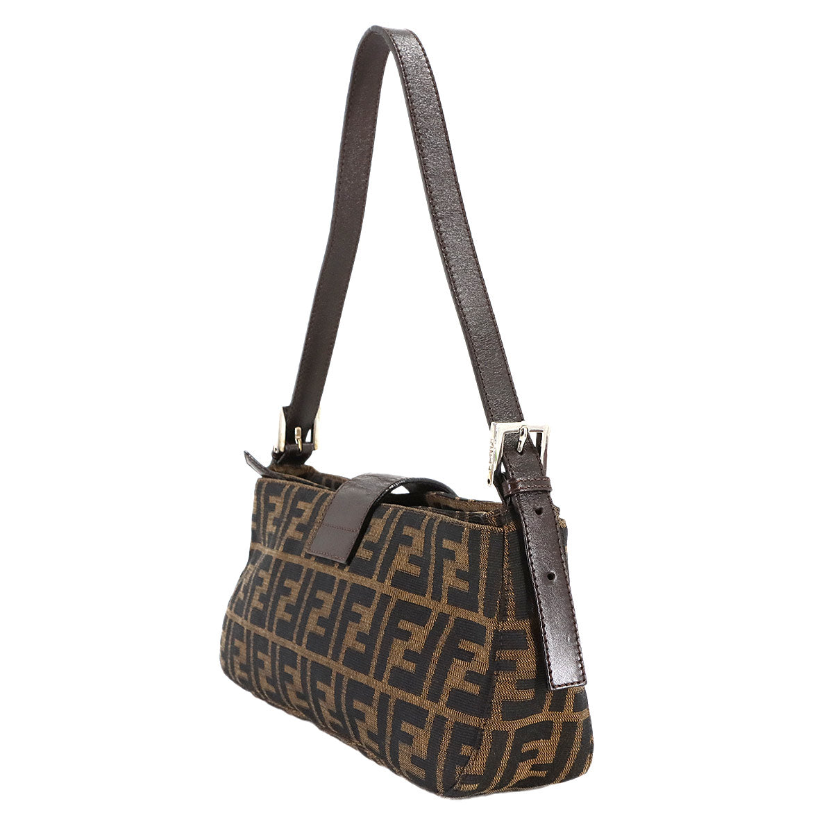 Zucca Shoulder Bag Canvas Leather Brown 26722 Purse