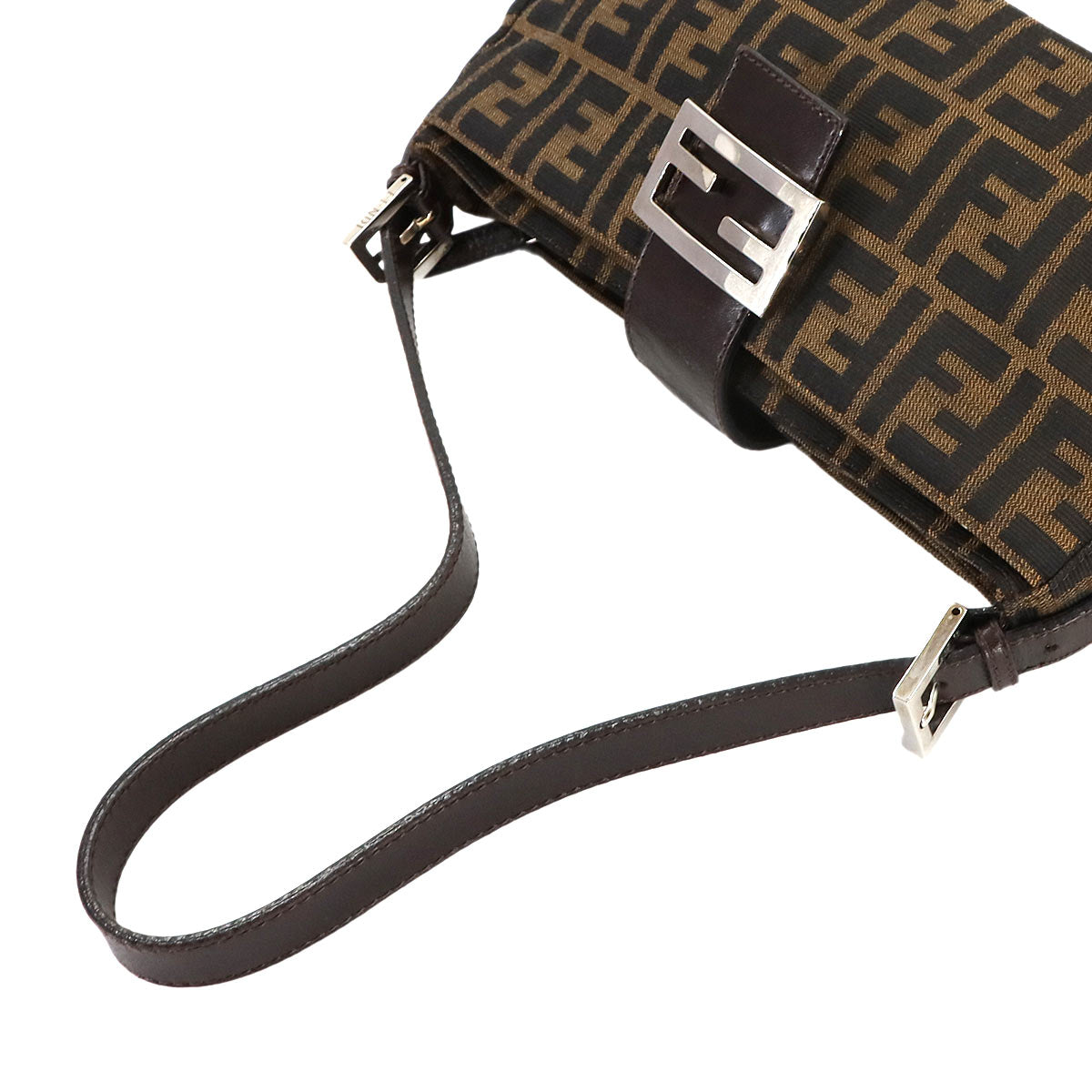 Zucca Shoulder Bag Canvas Leather Brown 26722 Purse