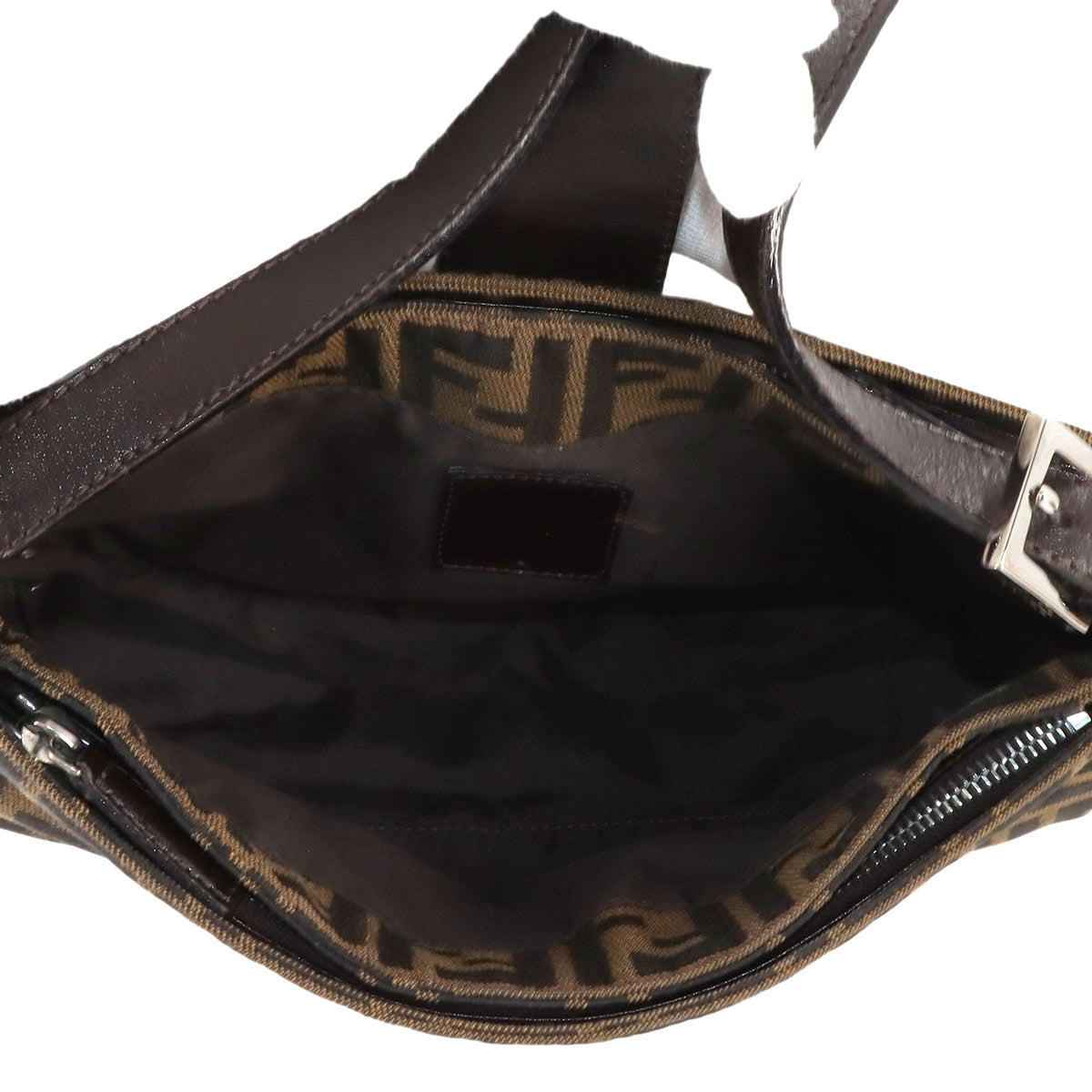 Zucca Shoulder Bag Canvas Leather Brown 26722 Purse