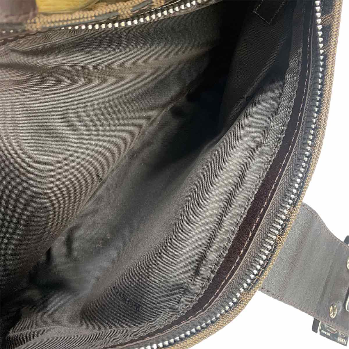 Zucca Shoulder Bag Canvas Leather Brown 26722 Purse