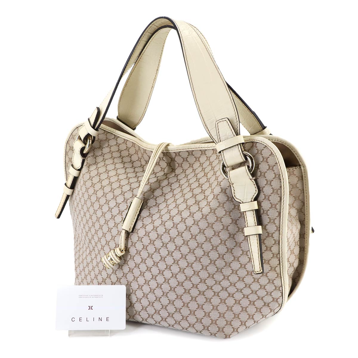 Bittersweet Tote Bag Canvas Leather Beige Purse