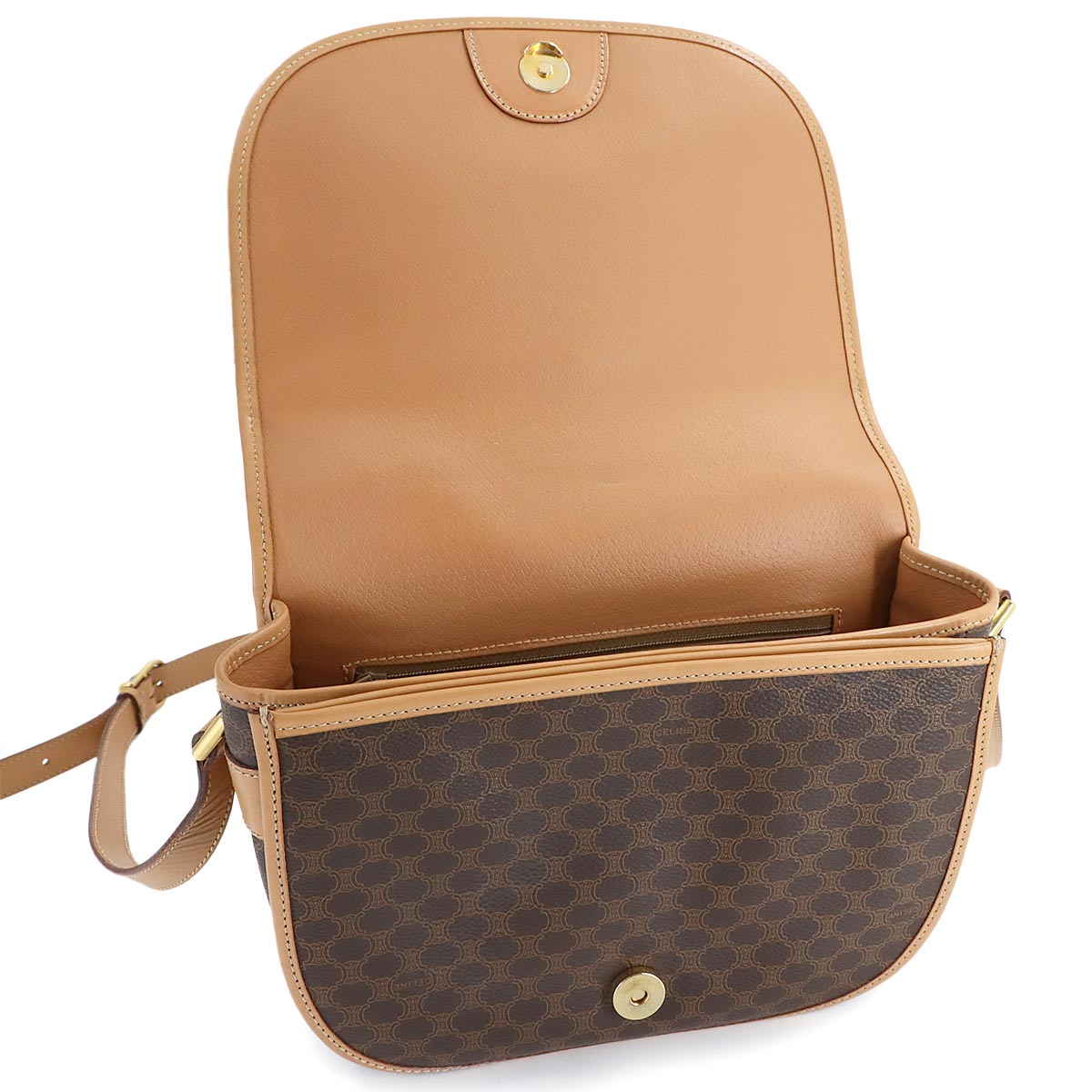 Macadam Shoulder Bag Leather PVC Brown Vintage Purse