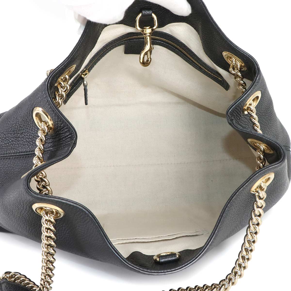 Interlocking G Soho Chain Tote Bag Leather Black 536196 Purse