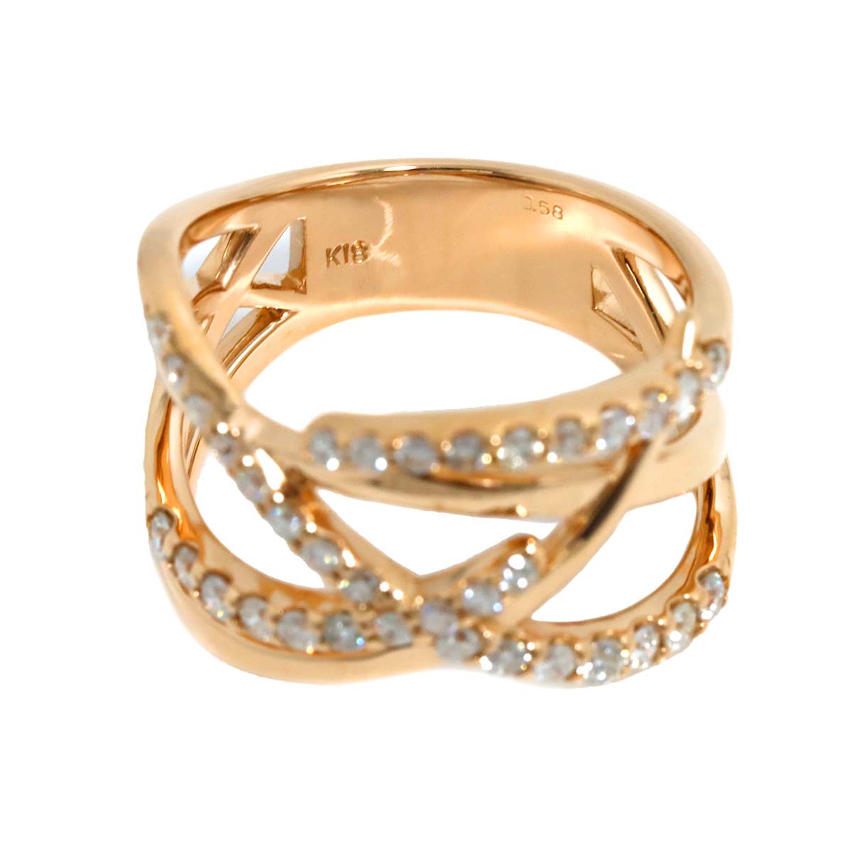 Diamond 0.58ct Ring 18K PG Pink Gold 750 Size6.25-6.5(US)