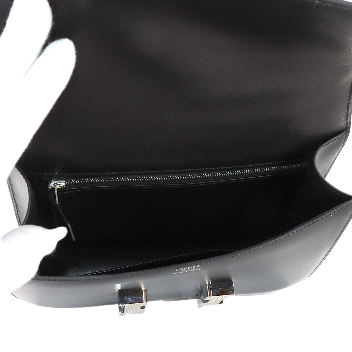Constance 23 Shoulder Bag Box Calf Leather Black Guilloche