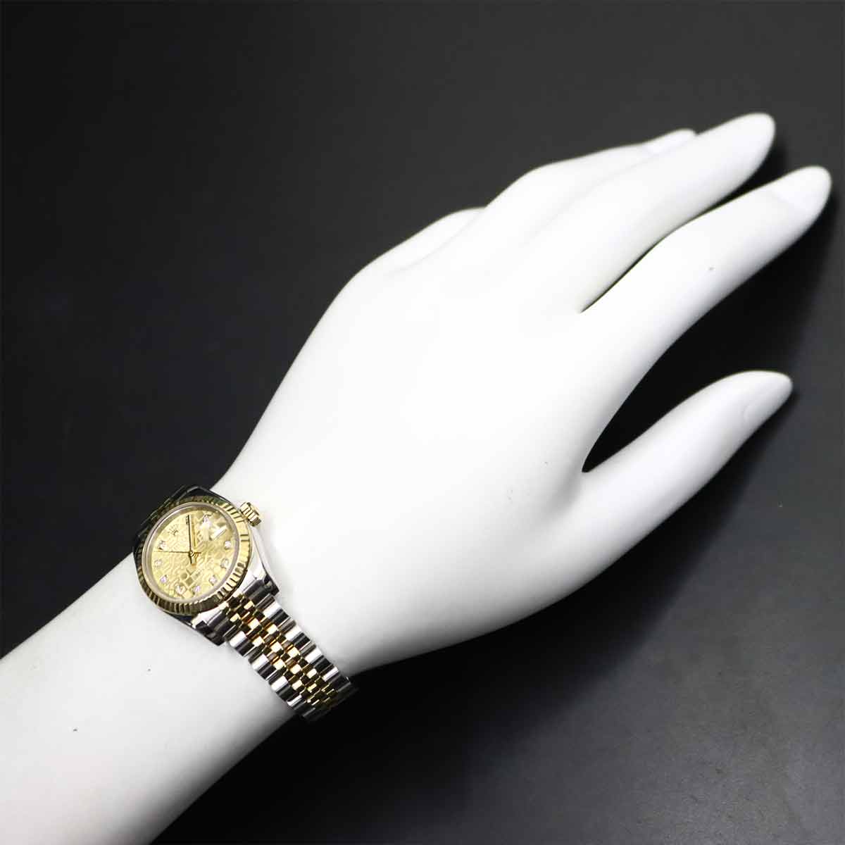 Datejust 179173G Serial F 750 YG 10P Diamond Gold Dial Ladies