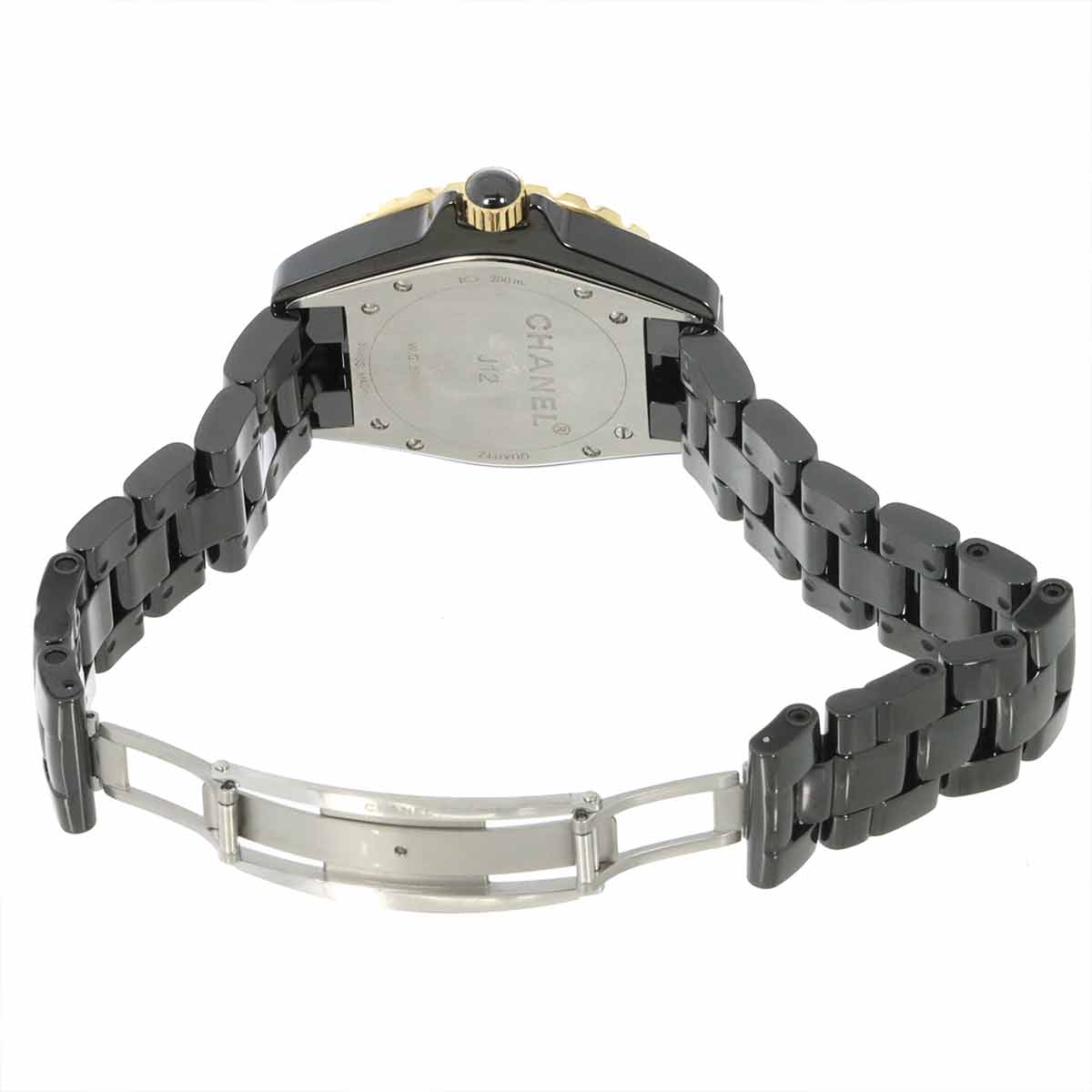 CHANEL J12 38mm H2544 11P Diamond Quartz Black Ceramic 750 PG