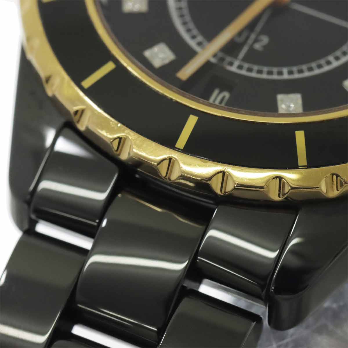 CHANEL J12 38mm H2544 11P Diamond Quartz Black Ceramic 750 PG