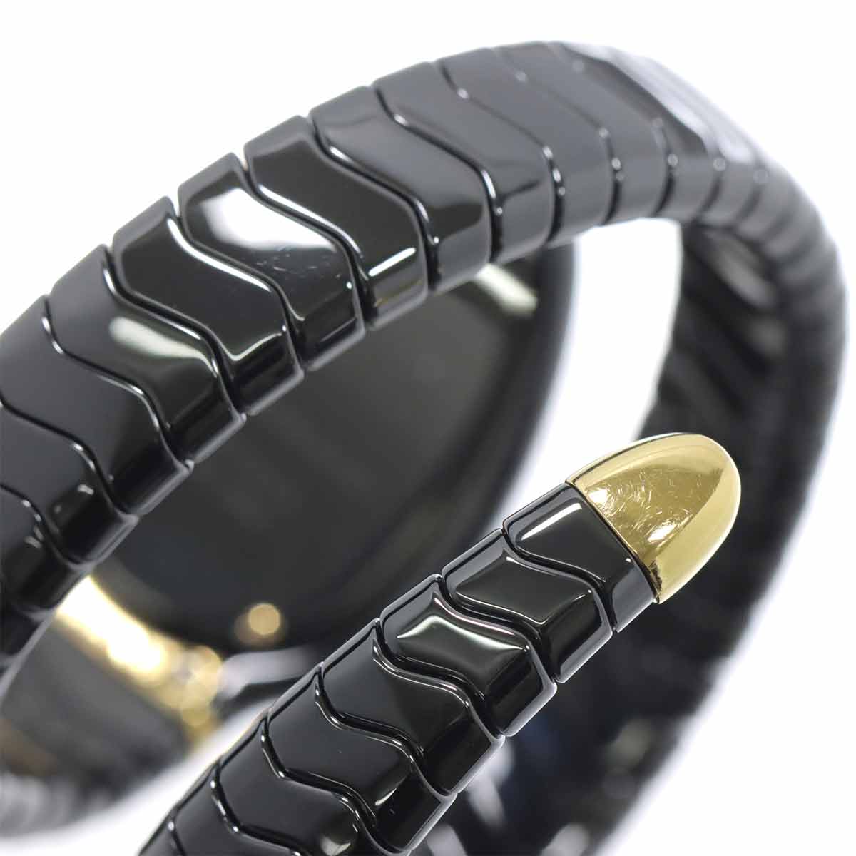 Serpenti SPC35BG Quartz K18PG Ceramic Ladies Watch