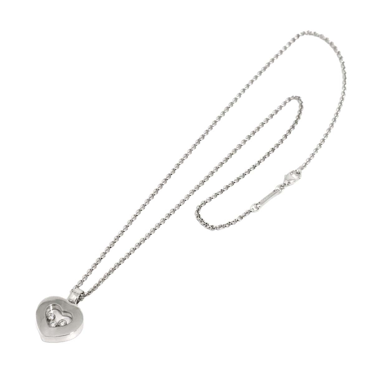 Happy Diamond Heart Necklace 18K White Gold 750