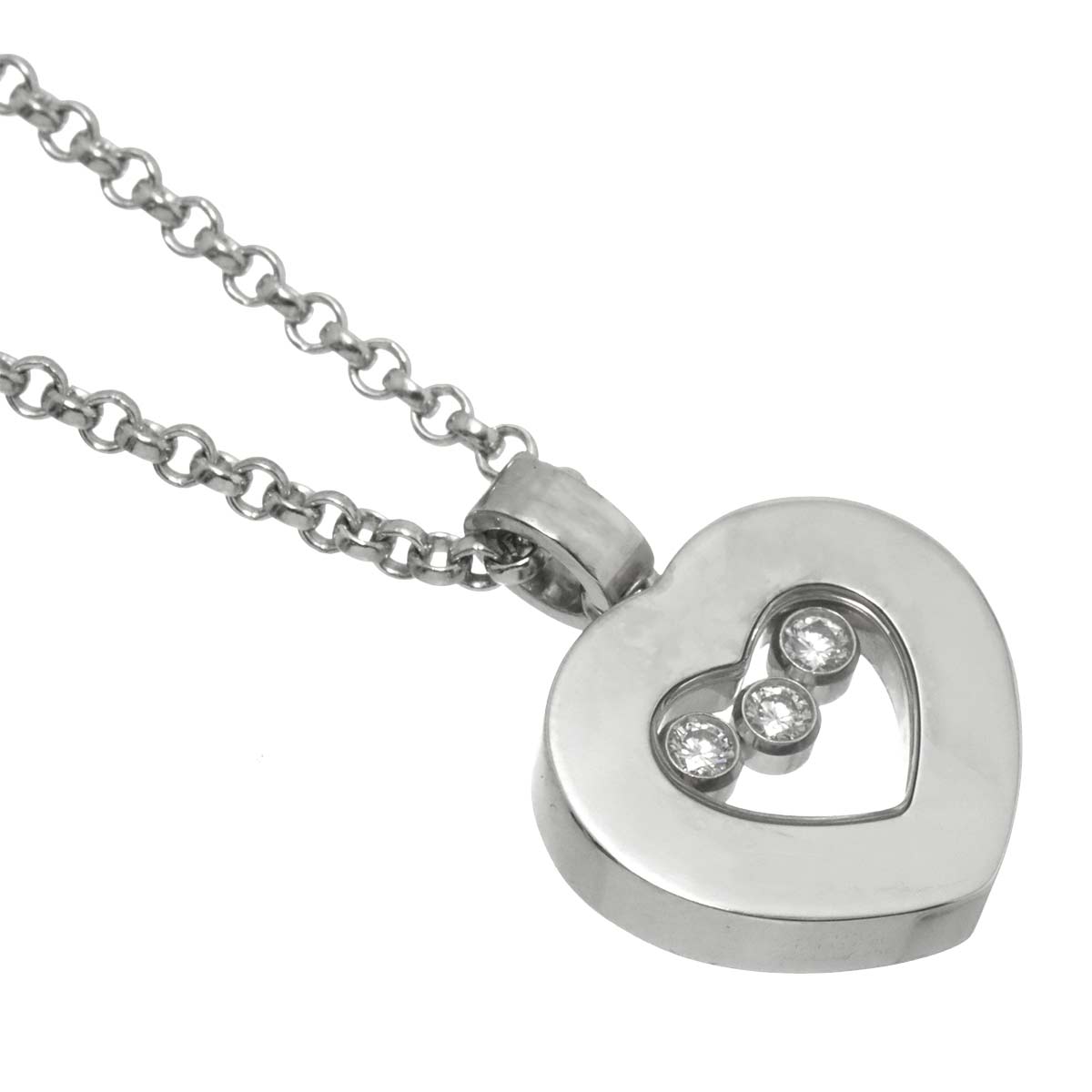 Happy Diamond Heart Necklace 18K White Gold 750