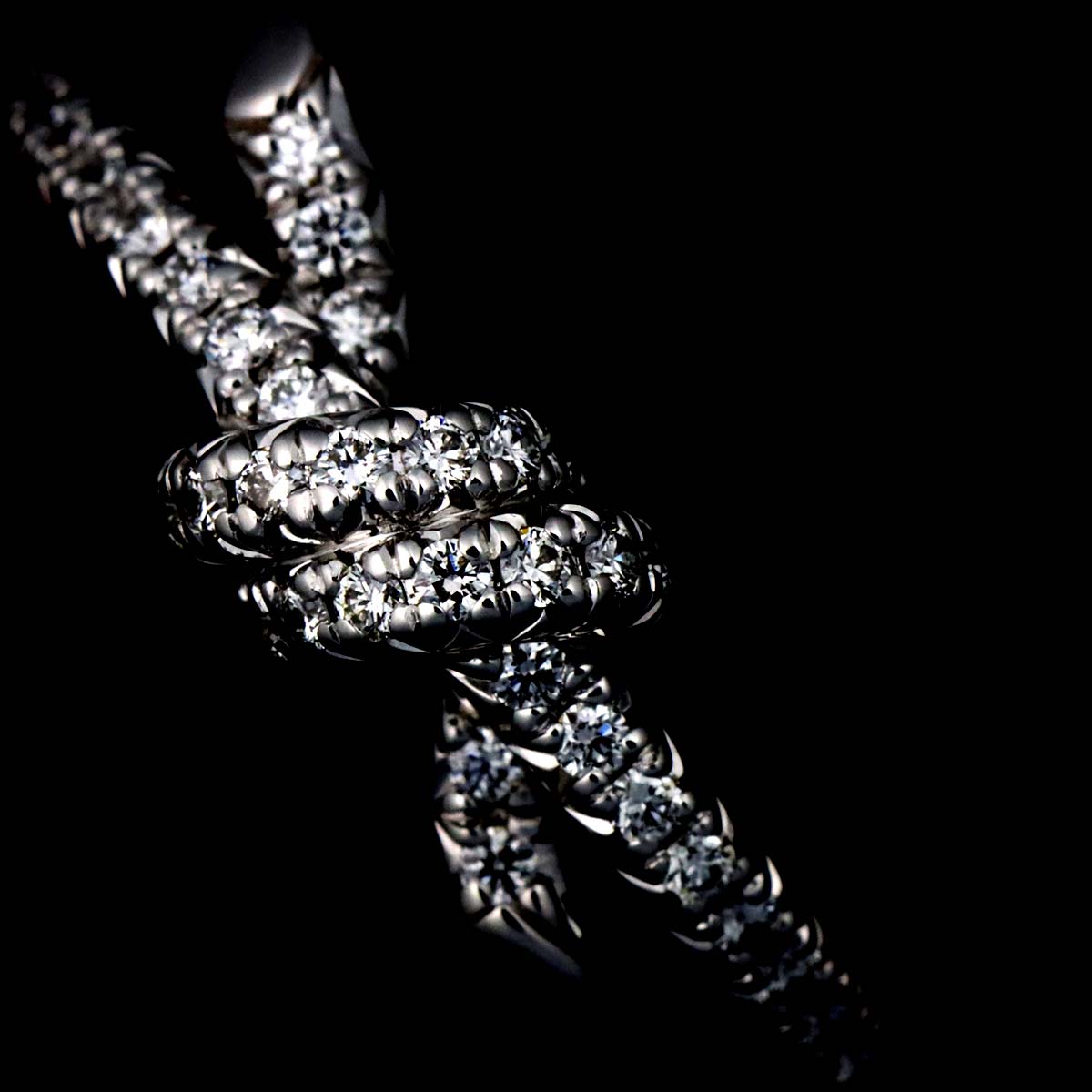 Knot Ring Diamond Ring 18K WG 750 size5.25-5.5(US)