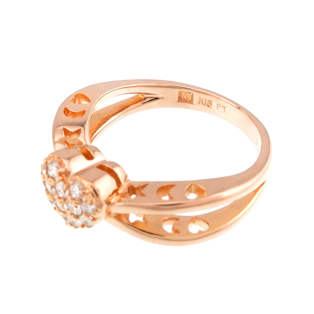 Heart Diamond 0.20ct Ring 18K PG 750 Size5.25(US)