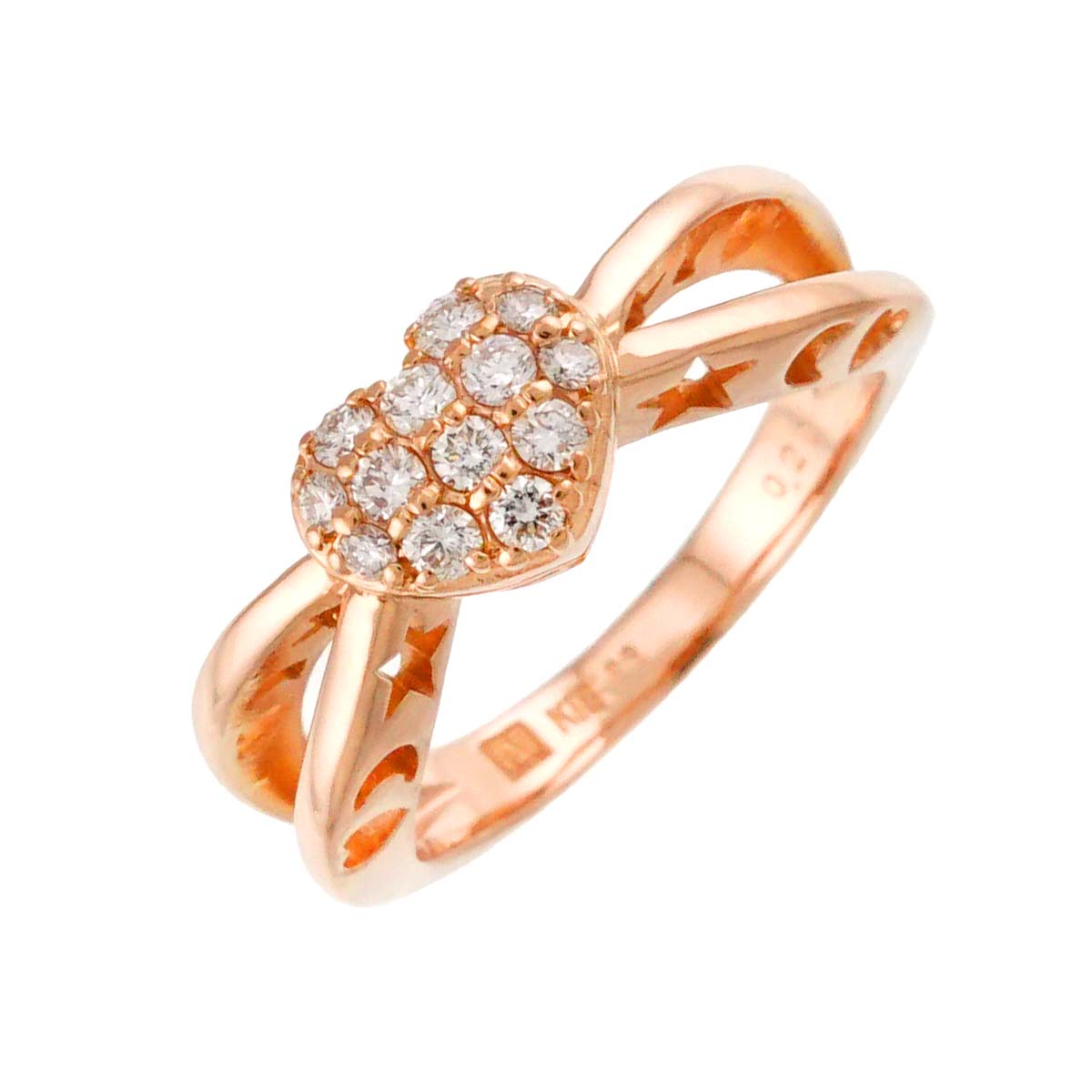 Heart Diamond 0.20ct Ring 18K PG 750 Size5.25(US)