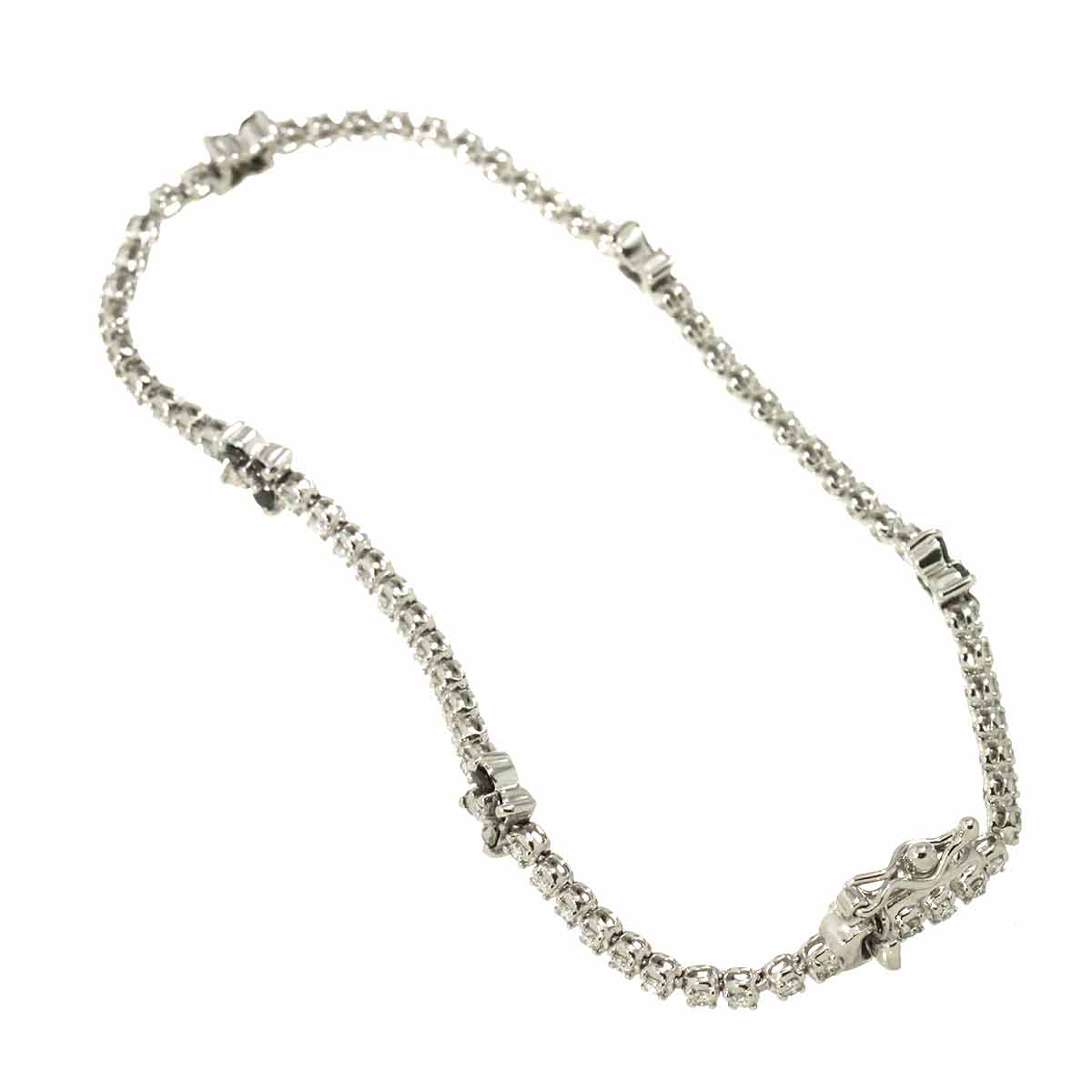 Diamond 0.84ct BlackDiamond 0.44ct Bracelet 18K K18 WG White Gold 750