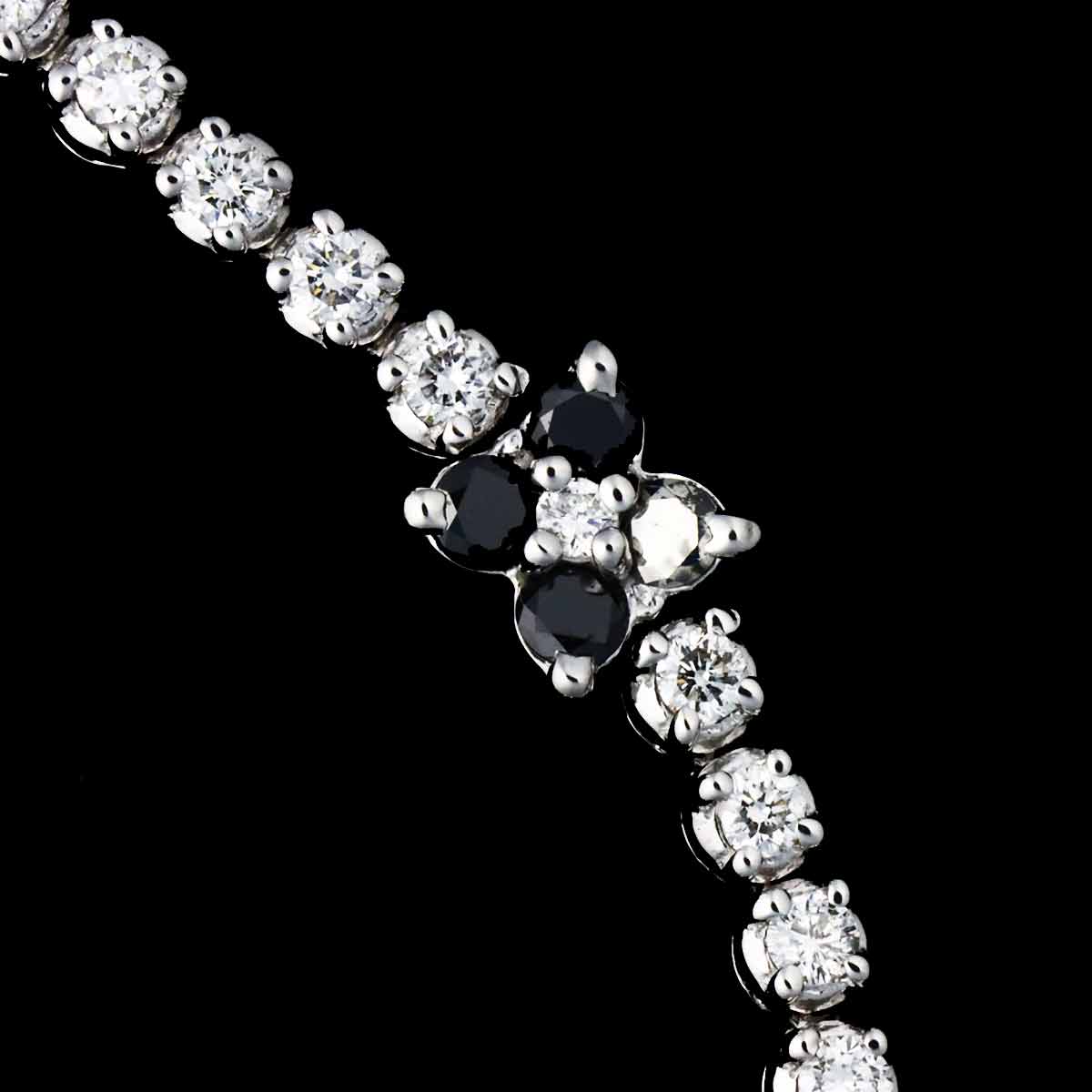 Diamond 0.84ct BlackDiamond 0.44ct Bracelet 18K K18 WG White Gold 750