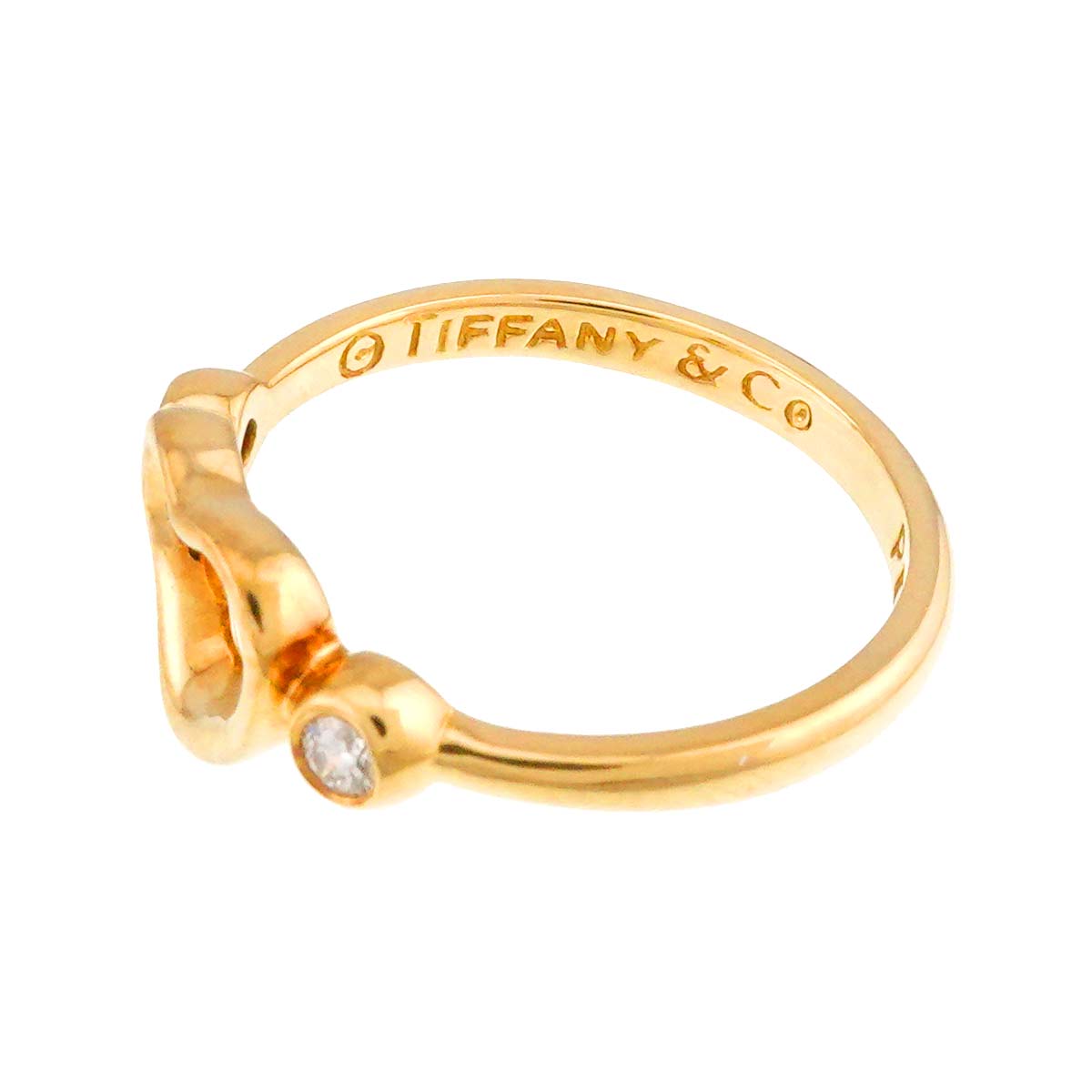 Open Heart Diamond Ring 18K YG 750 Size4.5(US)