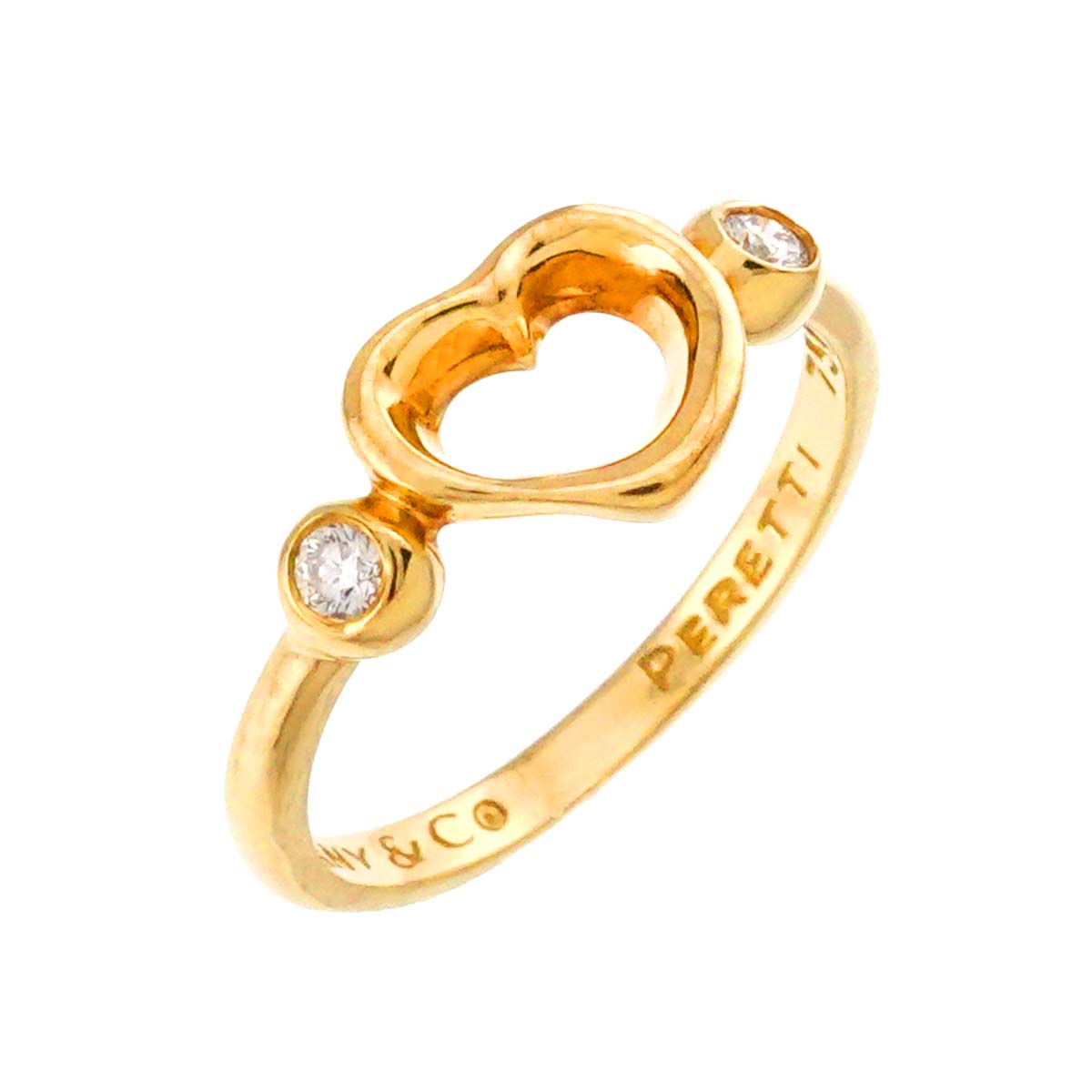 Open Heart Diamond Ring 18K YG 750 Size4.5(US)