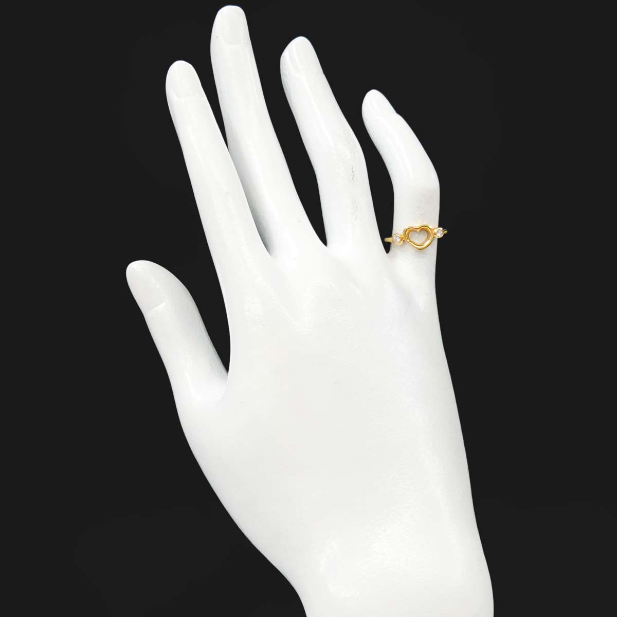 Open Heart Diamond Ring 18K YG 750 Size4.5(US)