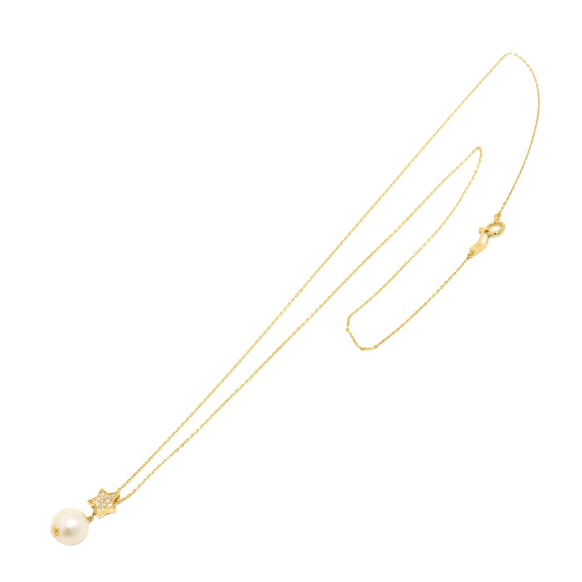 Akoya Pearl 7.6mm Diamond 0.05ct Necklace 18K YG 750