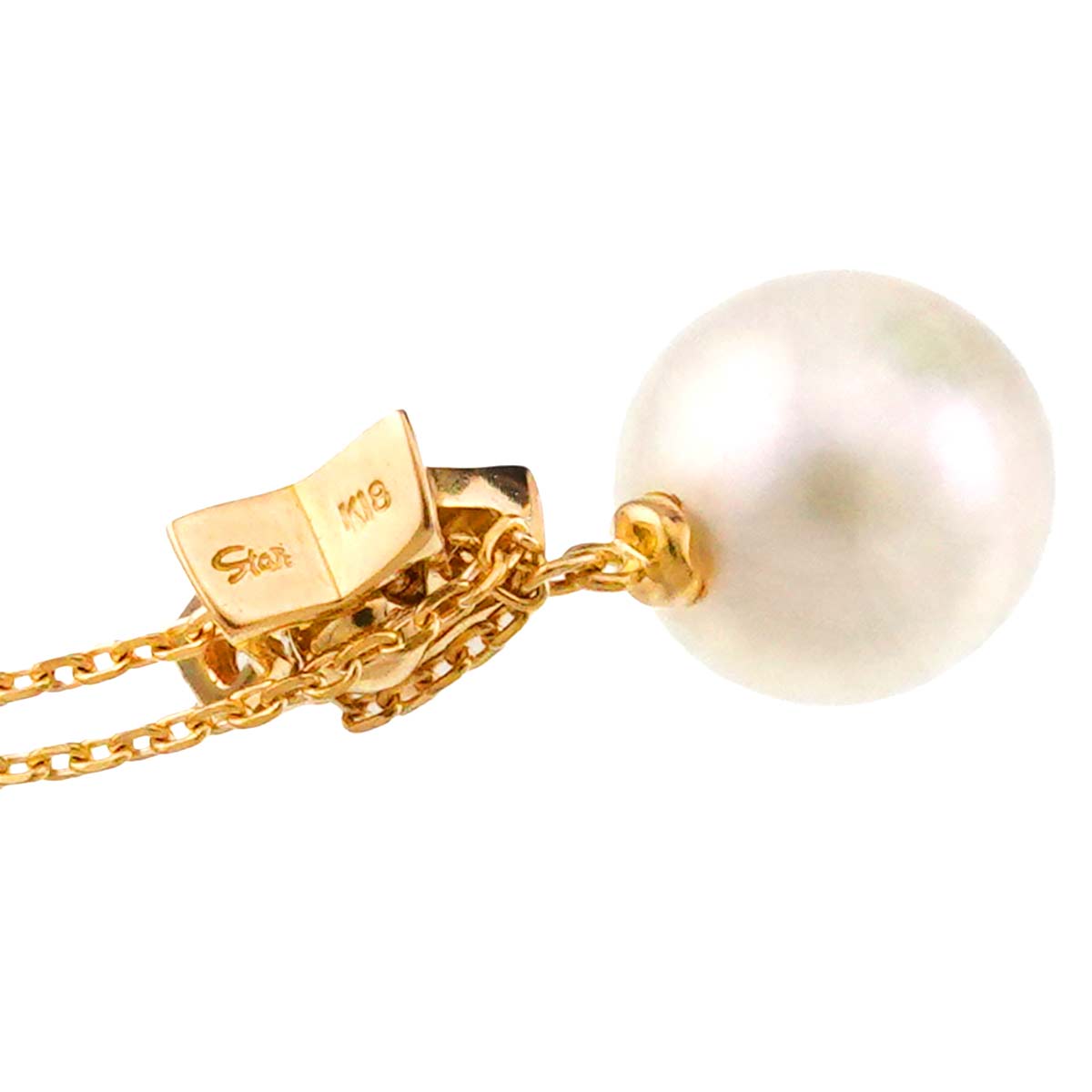 Akoya Pearl 7.6mm Diamond 0.05ct Necklace 18K YG 750