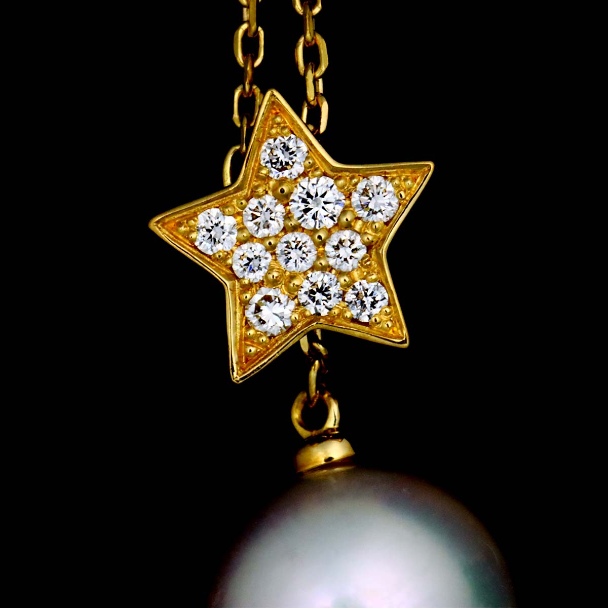 Akoya Pearl 7.6mm Diamond 0.05ct Necklace 18K YG 750