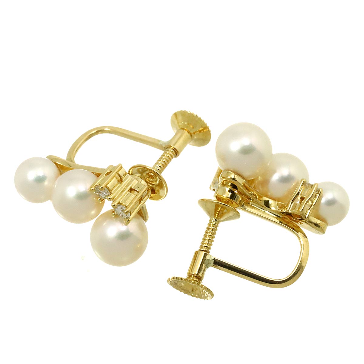 Akoya Pearl 6.0-4.7mm Diamond 0.07/0.07ct Earrings 18K YG 750