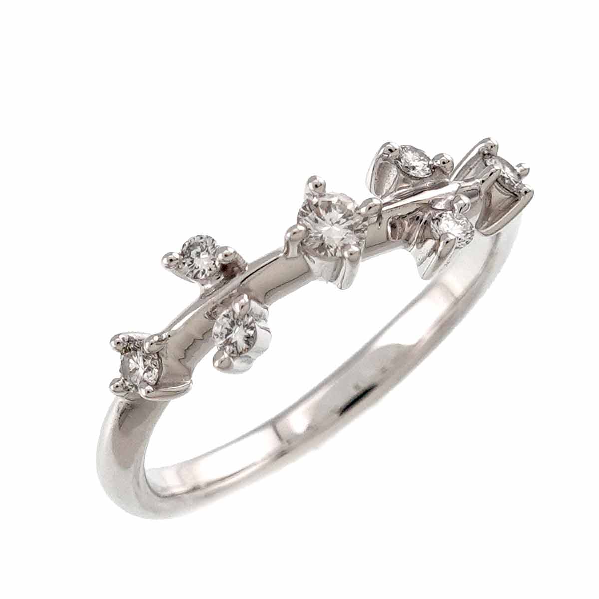 Diamond 0.14ct Ring 14K White Gold 585 Size5.5-5.75(US)