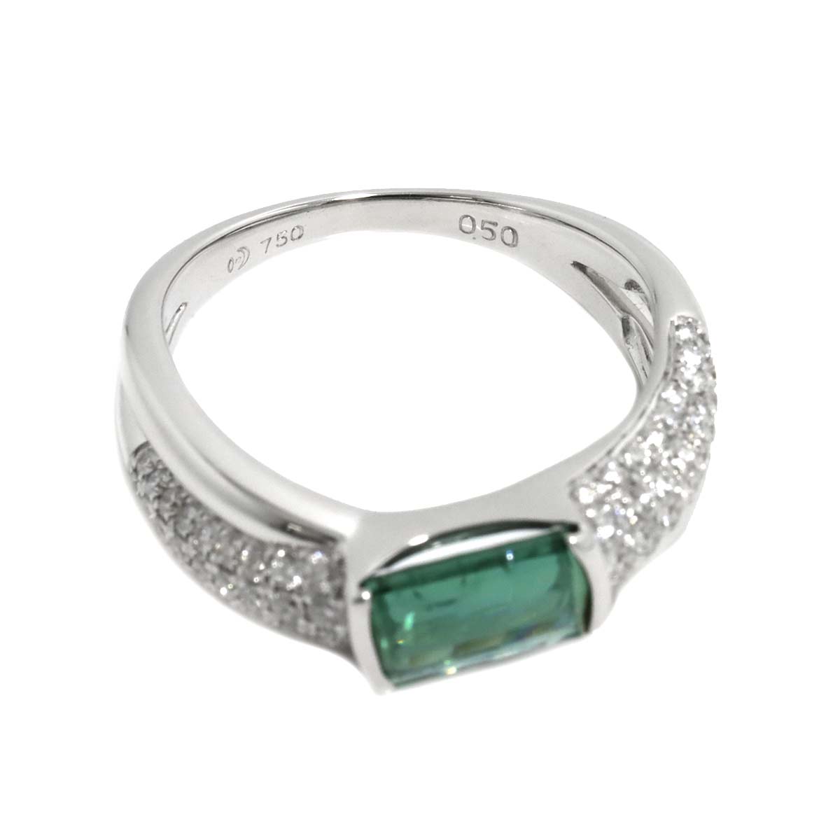 Tourmaline Diamond 0.50ct Ring 18K WG 750 6.75-7.25(US)