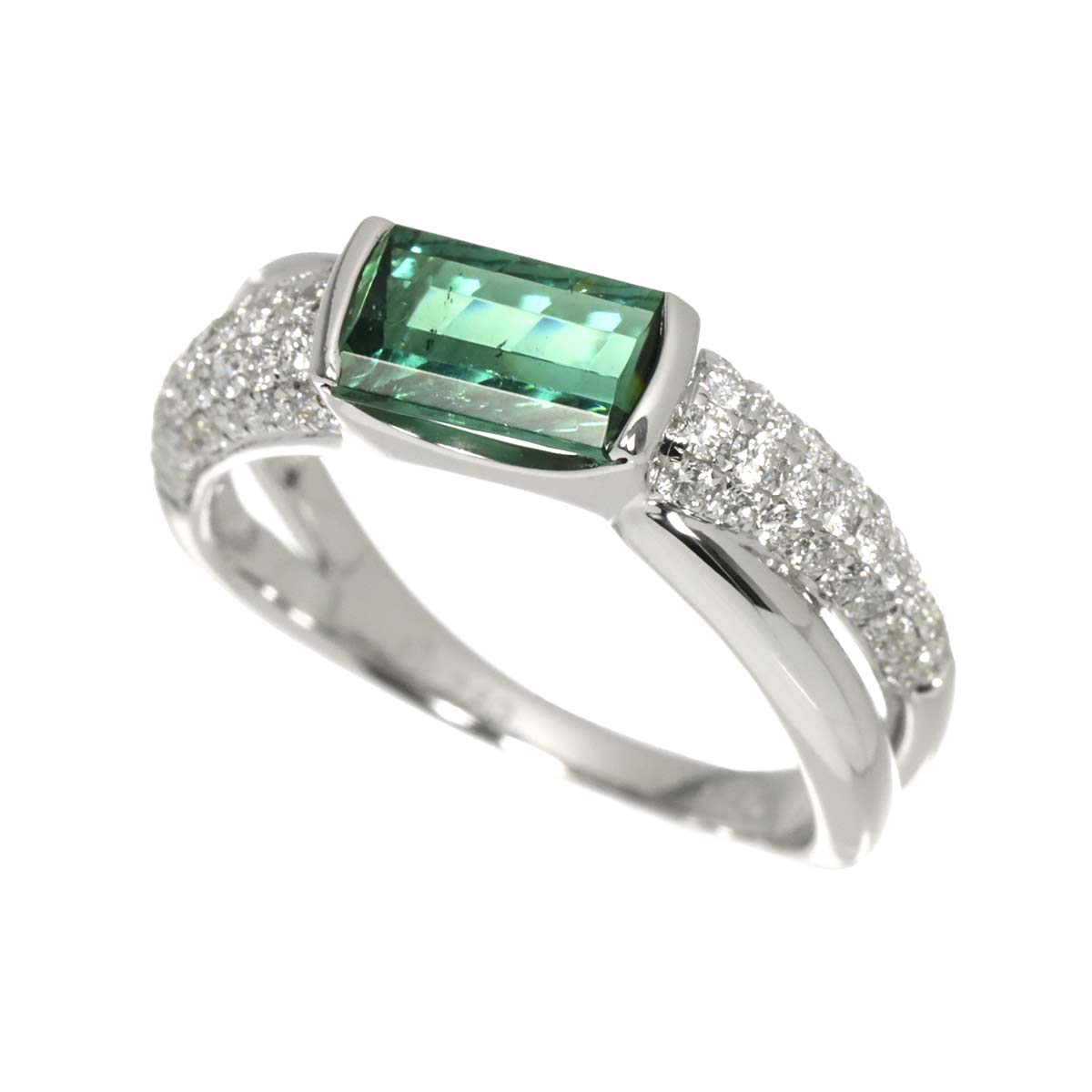 Tourmaline Diamond 0.50ct Ring 18K WG 750 6.75-7.25(US)