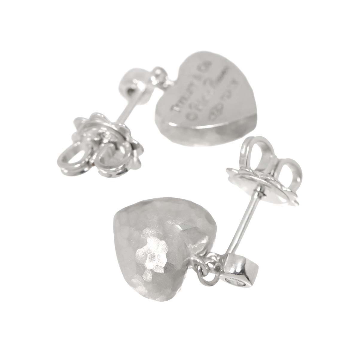 Heart Diamond Earrings Pierced 18K WG 750