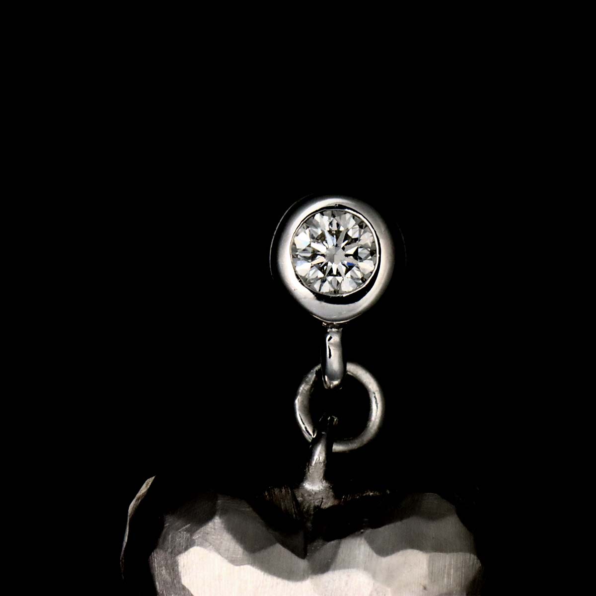 Heart Diamond Earrings Pierced 18K WG 750